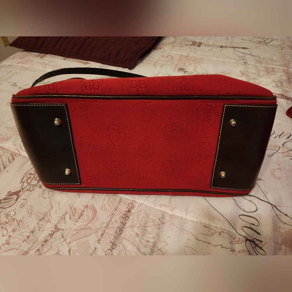 D&B Red and Brown Canvas Satchel, Handbag, Totebag - Picture 5 of 6